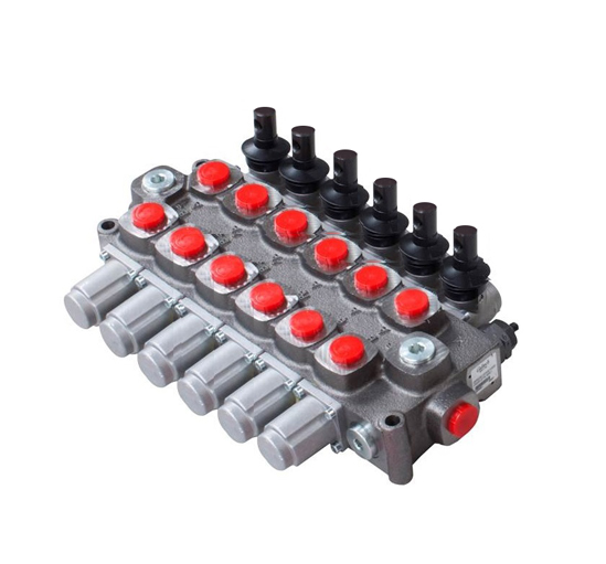 Walvoil 6 Bank, 1/2 BSP, 90 l/min Double Acting Cylinder Spool 3 Position, Spring Return Hydraulic Monoblock Valve