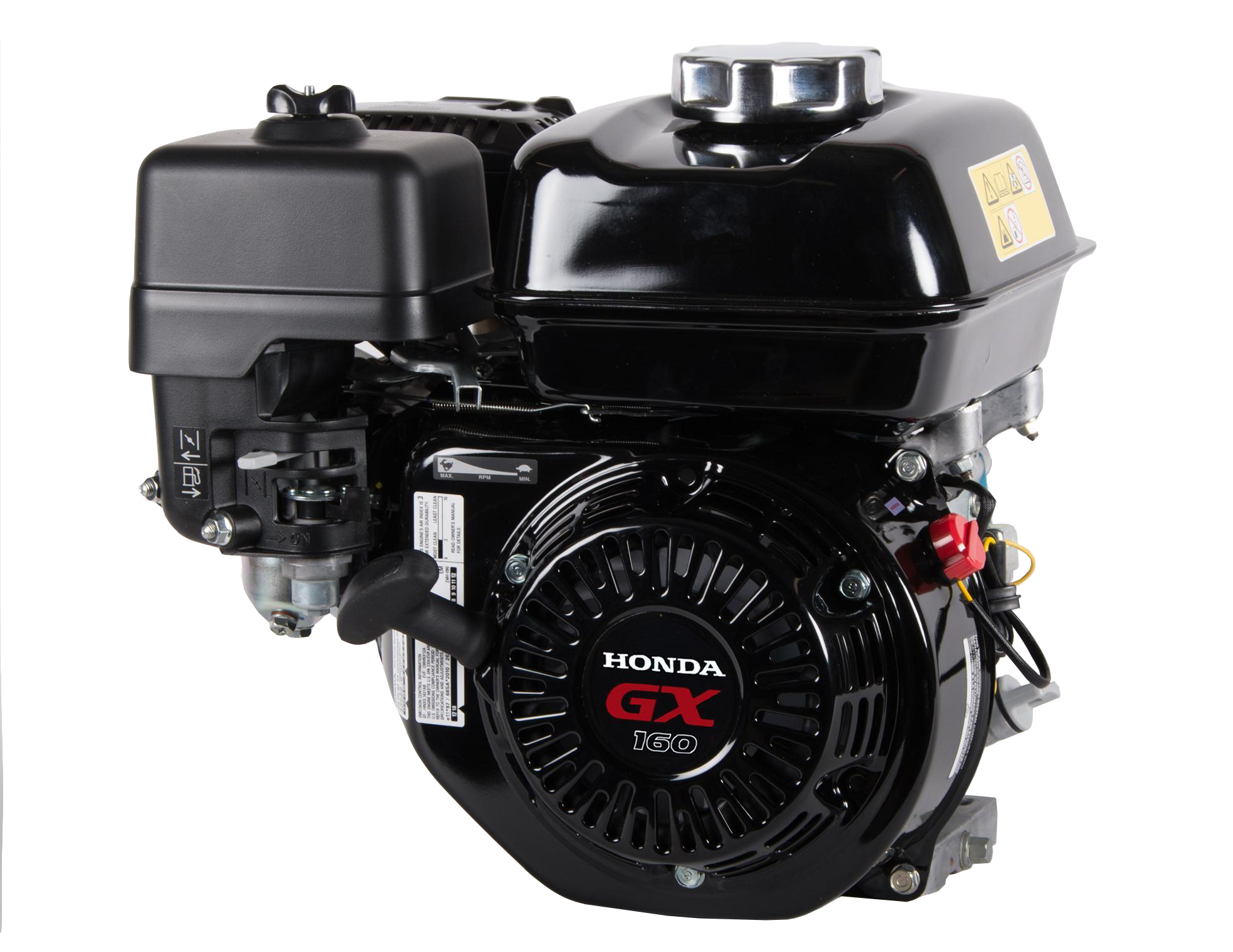 Honda GX160 5.5 HP Petrol Engine, Recoil Start, Horizontal Mount (Black)