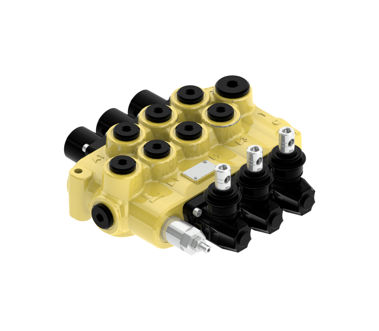 Flowfit 3 Bank Monoblock Valve, 1/2 BSP, 90 L/Min Double Acting Cylinder Spool 3 Positions