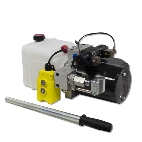 Flowfit 12V DC Double Acting Hydraulic Power pack with 4.5L Tank, Back Up Hand Pump 1.6KW