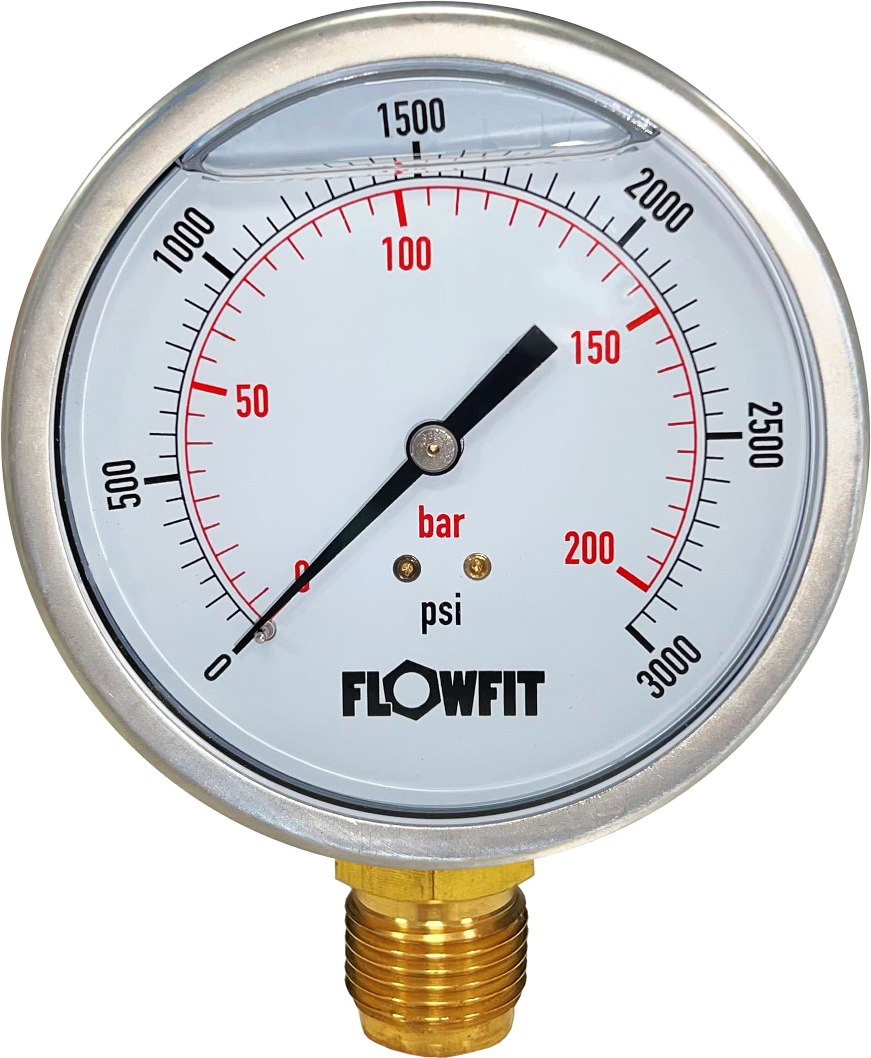 63mm Glycerine Filled Hydraulic pressure gauge 0 4000 PSI 275 BAR 1 4
