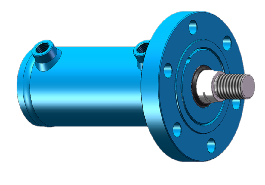 FRONT FLANGE, THREADED ROD, DOUBLE ACTING HYDRAULIC CYLINDER