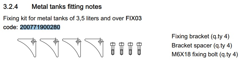 Bucher Fixing Kit UP100 Without Bracket Spacer