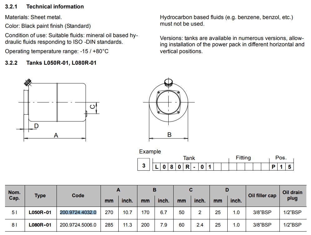 Bucher 5 Litre Vertical/Horizontal Steel Tank L05, OR-01, UP100
