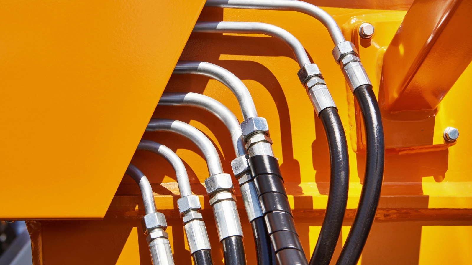 Hydraulic hose installed on heavy machinery