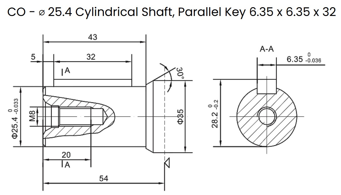 Flowfit Hydraulic Motor 158,6 cc/rev 1 inch Parallel Keyed Shaft, 2 Hole Mount, High Pressure Seal