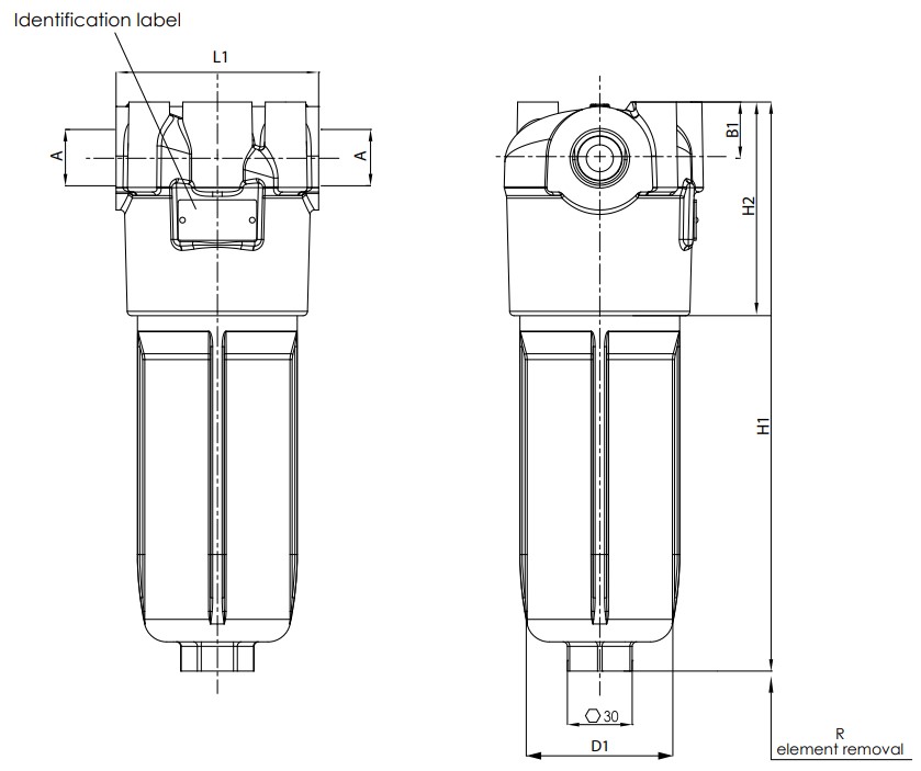 Filtrec Hydraulic F100 In Line High Pressure Filter, 6 Micron, 1/2 BSP, 48 L/min