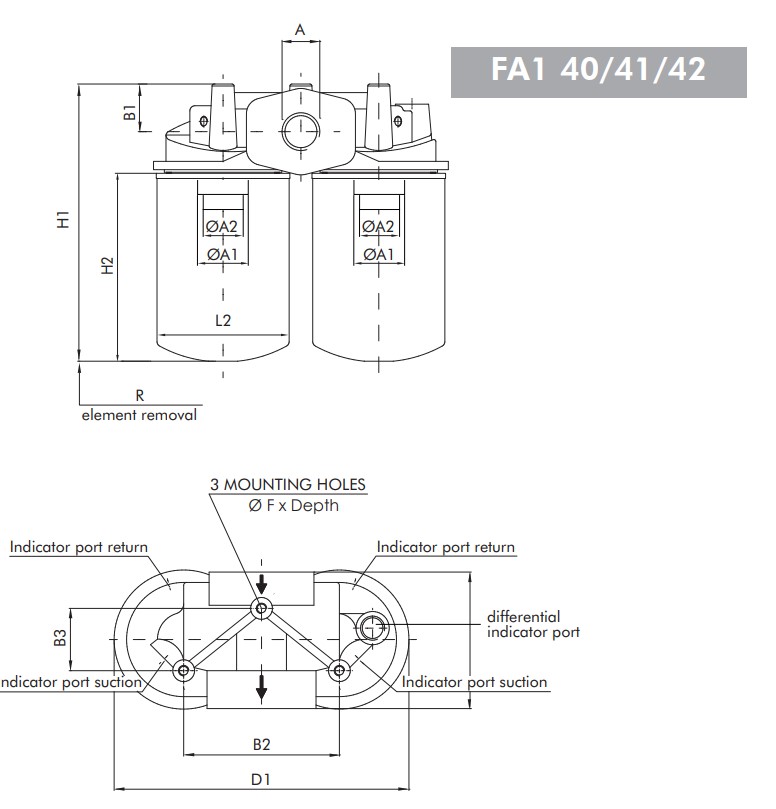 Filtrec FA1-40 In-Line Spin On Return Filter, 10 Micron, 1 1/2, 270 L/Min
