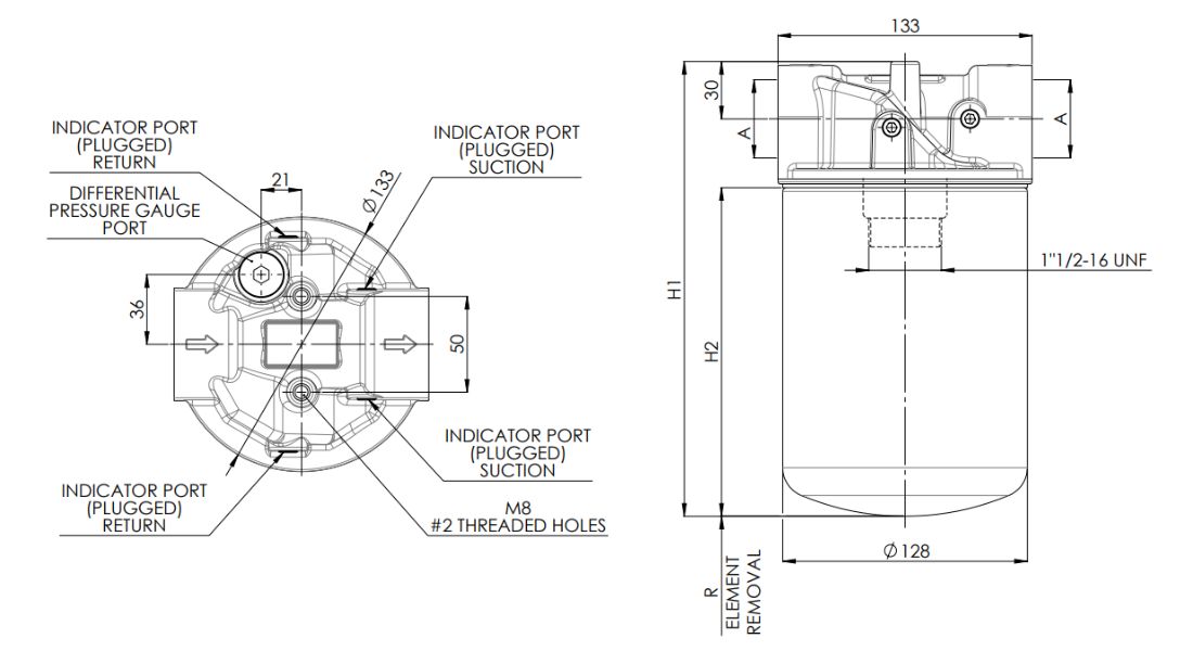 Filtrec FAH In-Line Spin-on Type Filter, 10 Micron, 1 1/4 BSP, 120 L/min
