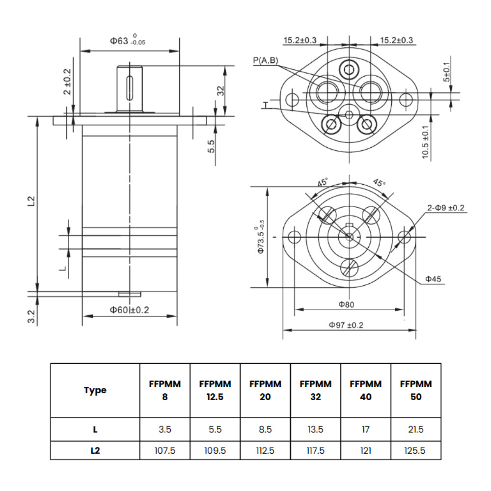 20CC, Rear Port, Oval Mount, Low Speed High Torque Hydraulic Motor 20CC, Rear Port, Oval Mount, Low Speed High Torque Hydraulic Motor