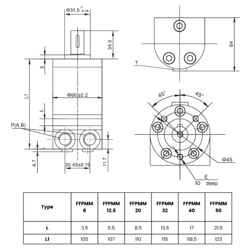 50CC, Side Port, Low Speed High Torque Hydraulic Motor 50CC, Side Port, Low Speed High Torque Hydraulic Motor