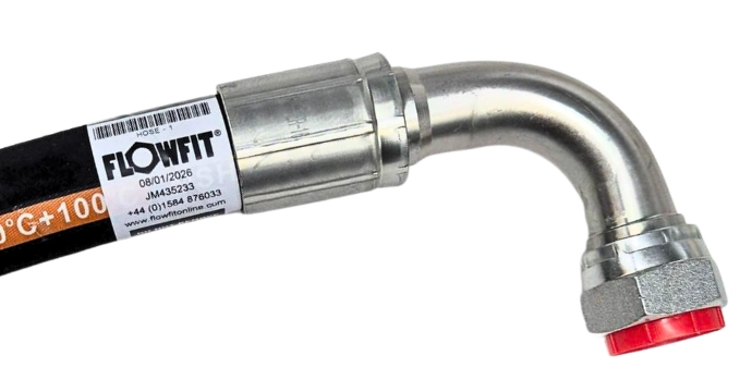 Flowfit hose tag with barcode and serial number
