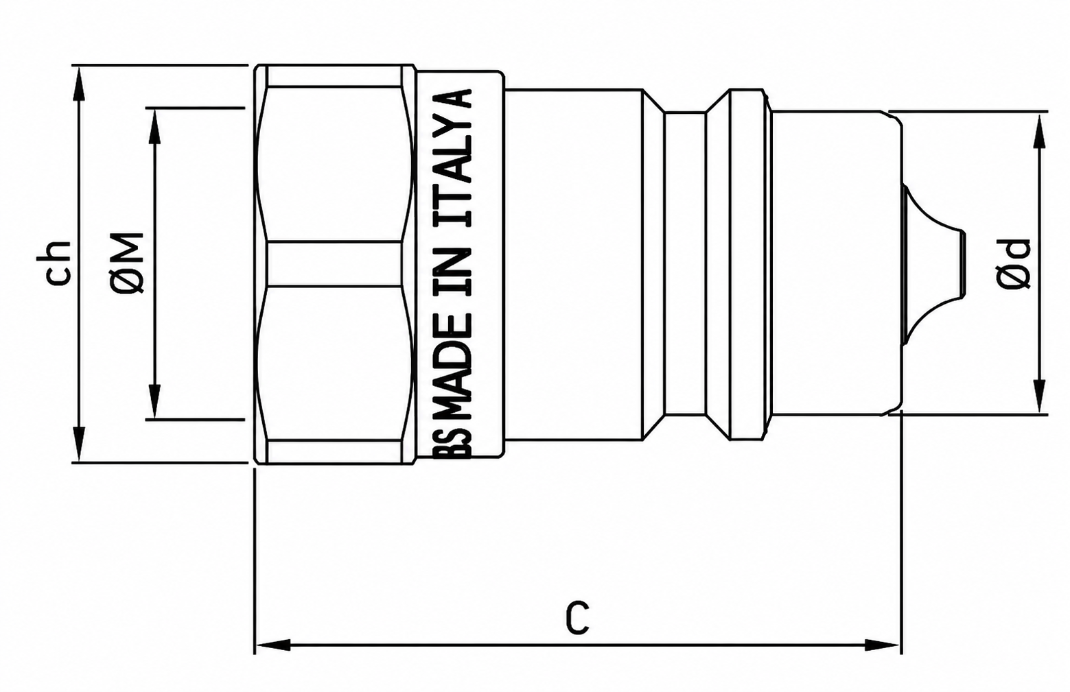 Gemels ISO A stainless steel hydraulic quick release coupling dimensions and item codes