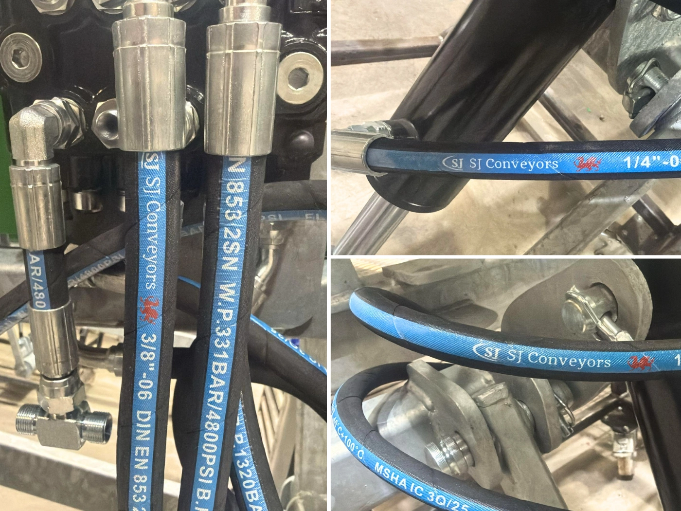 Finished hydraulic hose assemblies with protective caps and fittings