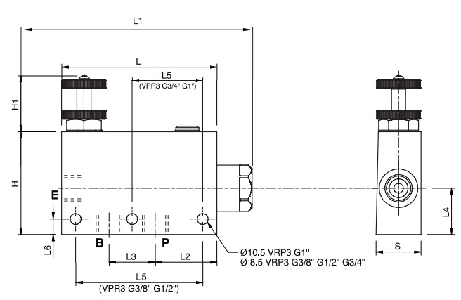 Hydraulic 3 Way Flow Control Valve, VPR3 3/4 with Second Function