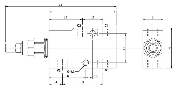 Hydraulic Single Overcentre Valve For Closed Centre VBCD 3/8 SE-A CC