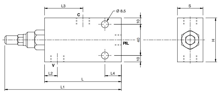 Hydraulic Single Overcentre Valve 3 Way, VBCD 3/8 SE 3 VIE