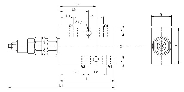 Hydraulic Single Overcentre Valve For Closed Centre, VBCD 3/8 SE CC