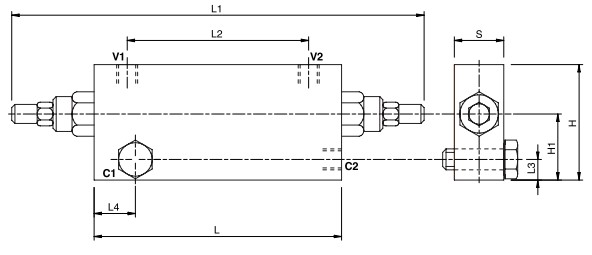 Hydraulic Double Overcentre Valve Fixing By Screw, VBCD 1/2 DE A FLV