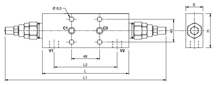 Hydraulic Double Over Centre Valve Flangeable, Closed Centre, VBCD 3/8 DE FLC CC