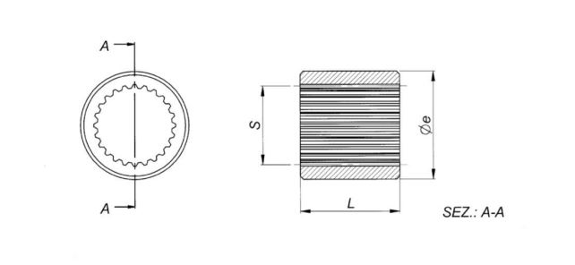 24 Teeth Splined Sleeve to Fit A 50 X 45 - DIN 5482 Splined Shaft