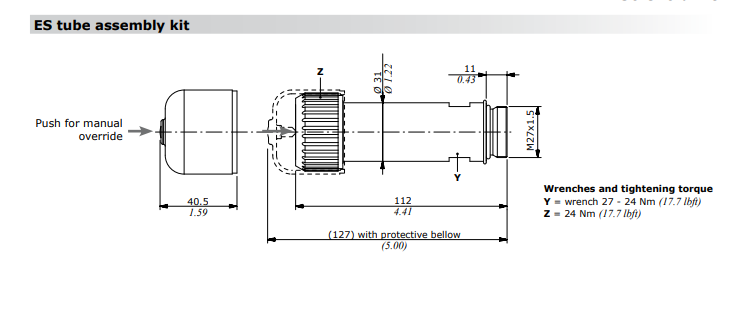 Walvoil DFE102, ES Tube assembly with protective bellow Walvoil DFE102, ES Tube assembly with protective bellow
