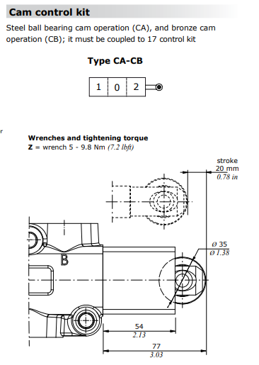 Walvoil, DF20, Steel ball bearing cam operation, Type CA Walvoil, DF20, Steel ball bearing cam operation, Type CA