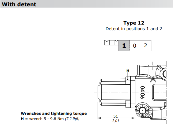 Walvoil DF10, Detent Kit in Position 1 and 2, Type 12 Walvoil DF10, Detent Kit in Position 1 and 2, Type 12