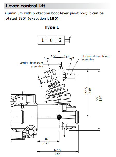 Walvoil Aluminium Lever Control Kit, Type L, SD11, SD14, SDS150 and DF10 Walvoil Aluminium Lever Control Kit, Type L, SD11, SD14, SDS150 and DF10