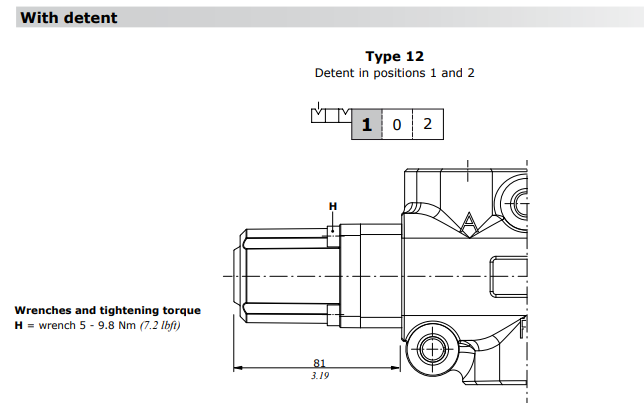 Walvoil DF25, Detent Kit in Position 1 and 2, Type 12 Walvoil DF25, Detent Kit in Position 1 and 2, Type 12