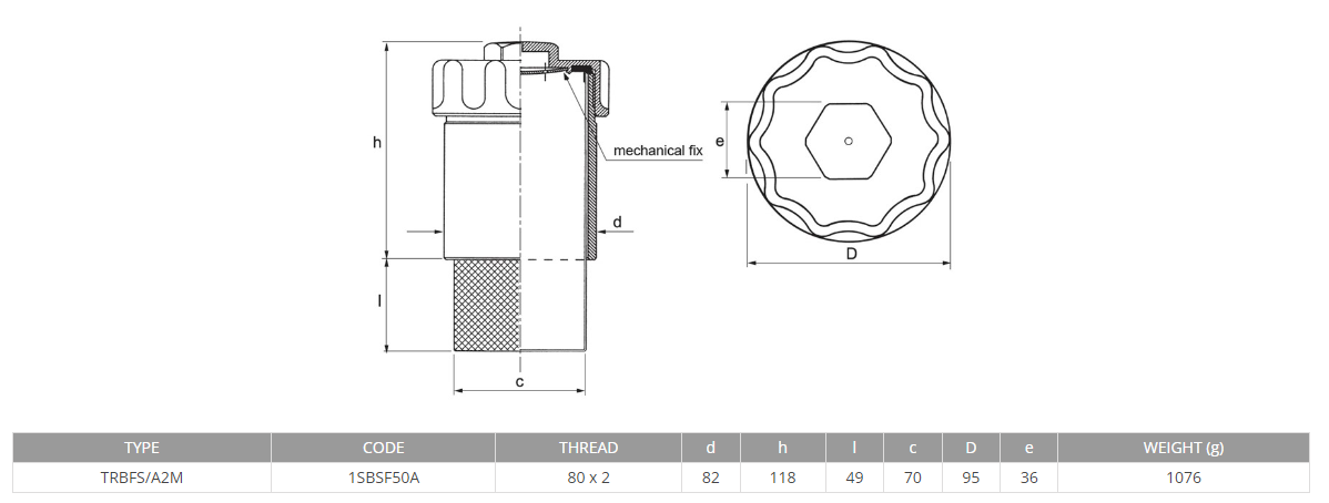 Hydraulic weldable filling plug with breather 80x2 METRIC