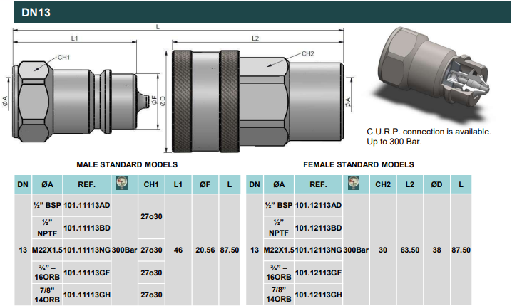 Hydraulic Male ISO A DN13 1/2 BSP
