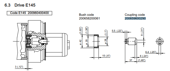 Bucher UP100 Drive Coupling E145-E163