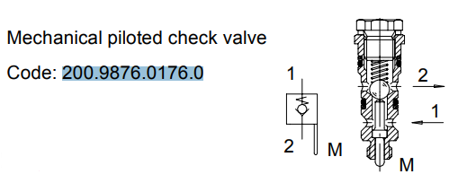 Mechanical Piloted Check Valve for HD105/106 Valves