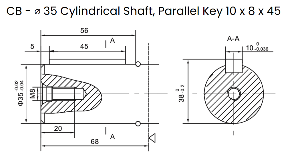 Unbranded Hydraulic Motor 255,9 cc/rev 6 Hole Magneto Flange 35mm Parallel Keyed Shaft