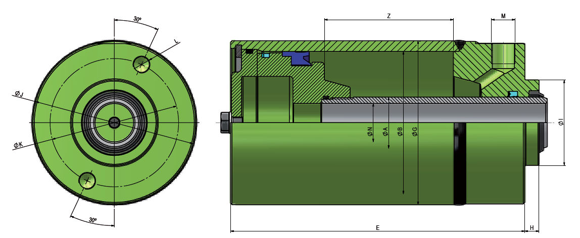 Hydraulic Pneumatic-Release Cylinder 100Bore 36Rod 90Stroke 206Closed
