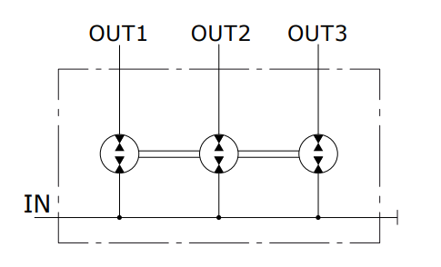 3 sections flow divider