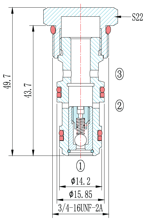 Cartridge Shuttle Valve, 3/4-16” UNF, 240 Bar