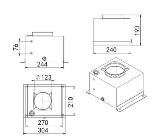 7 Litre Square Steel Hydraulic Tank Dimensions Diagram