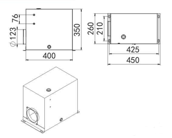 30 Litre Square Steel Hydraulic Tank Dimensions Diagram