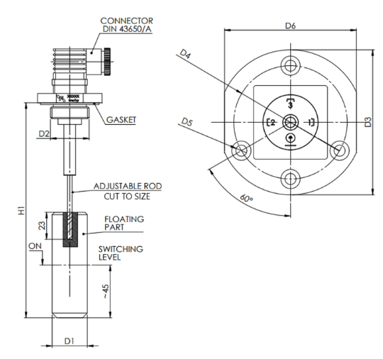 FLA Level Switch Dimensions Diagram