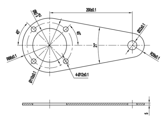 PTO gearbox fixing plate with chain dimensional drawing