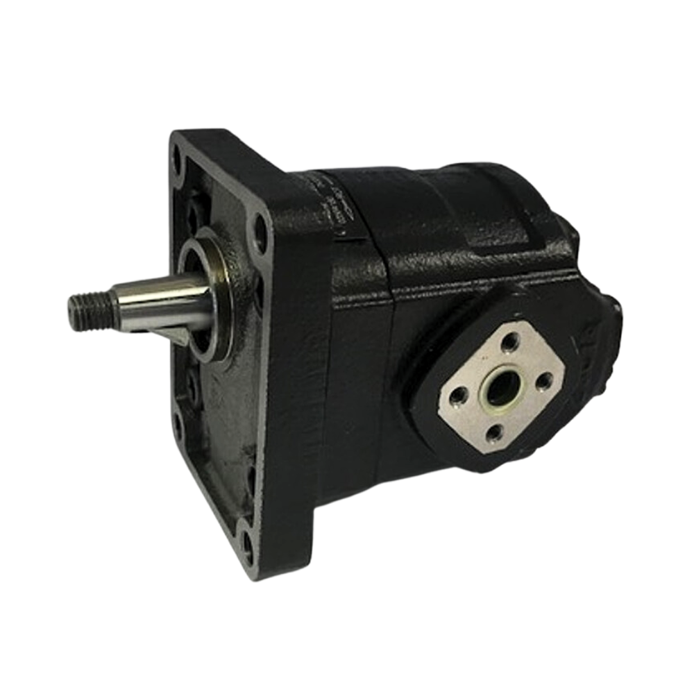 Casappa Cast Iron Hydraulic Gear Pump, Group 2, 26.42cc, Clockwise, 1:8 Tapered Shaft, 4 Bolt European Flange, Elbow Ports Casappa Cast Iron Hydraulic Gear Pump, Group 2, 26.42cc, Clockwise, 1:8 Tapered Shaft, 4 Bolt European Flange, Elbow Ports