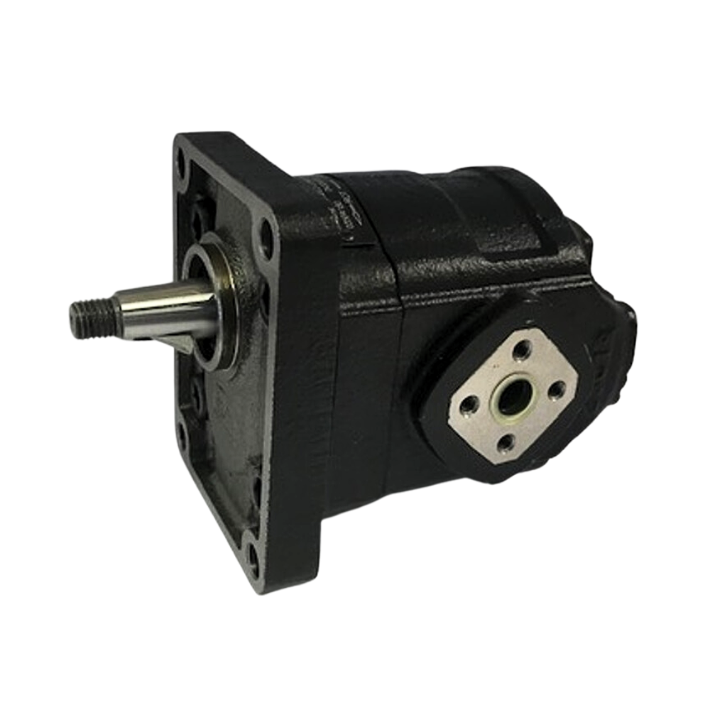 Casappa Cast Iron Hydraulic Gear Pump, Group 2, 26.42cc, Clockwise, 1:8 Tapered Shaft, 4 Bolt European Flange, Elbow Ports