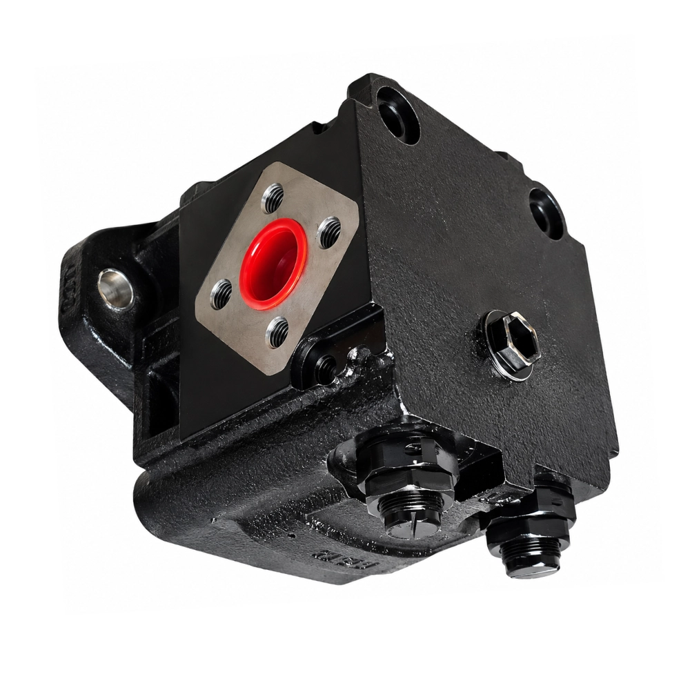 Casappa Cast Iron Hydraulic Gear Motor, Group 3, 38cc, Reversible, SAE BB 15 Tooth Splined Shaft, SAE B 2 Bolt Flange, European Ports