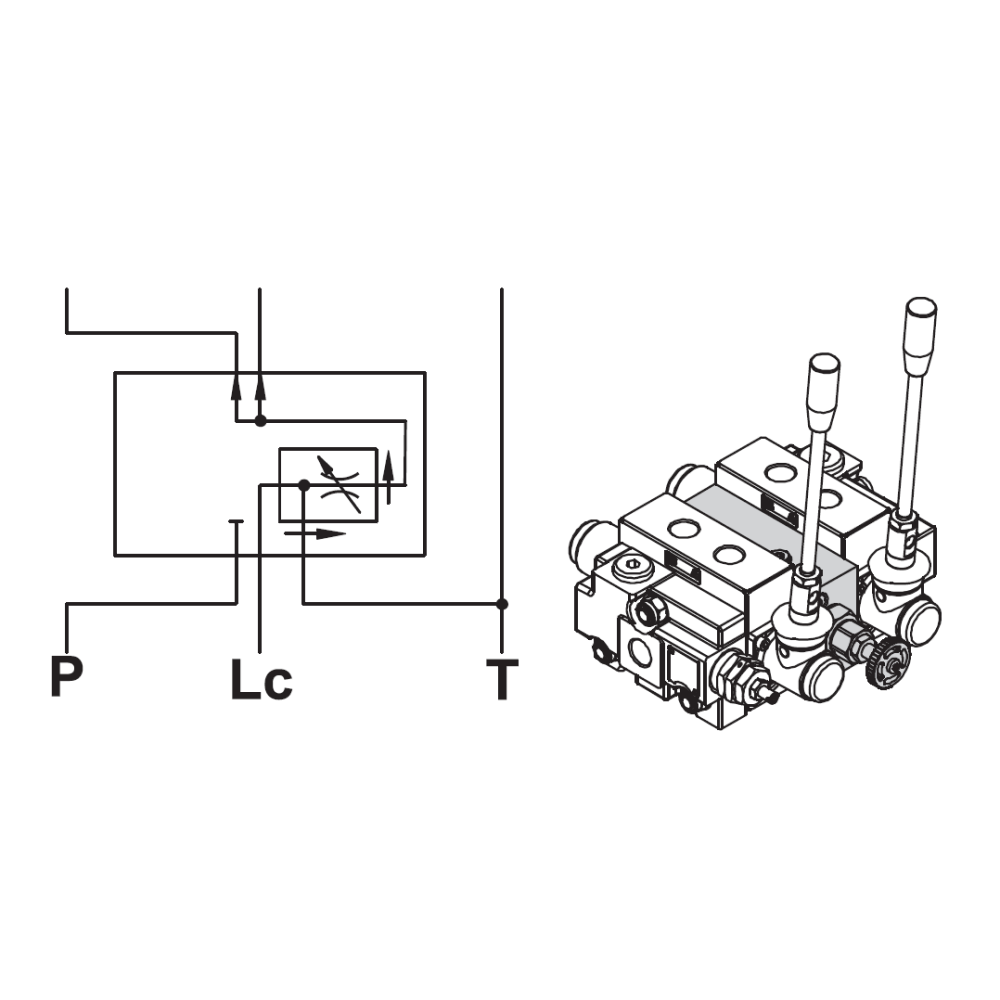 Q80 Pressure Compensated Flow Control Intermediate Section LC Thro' Line Closed