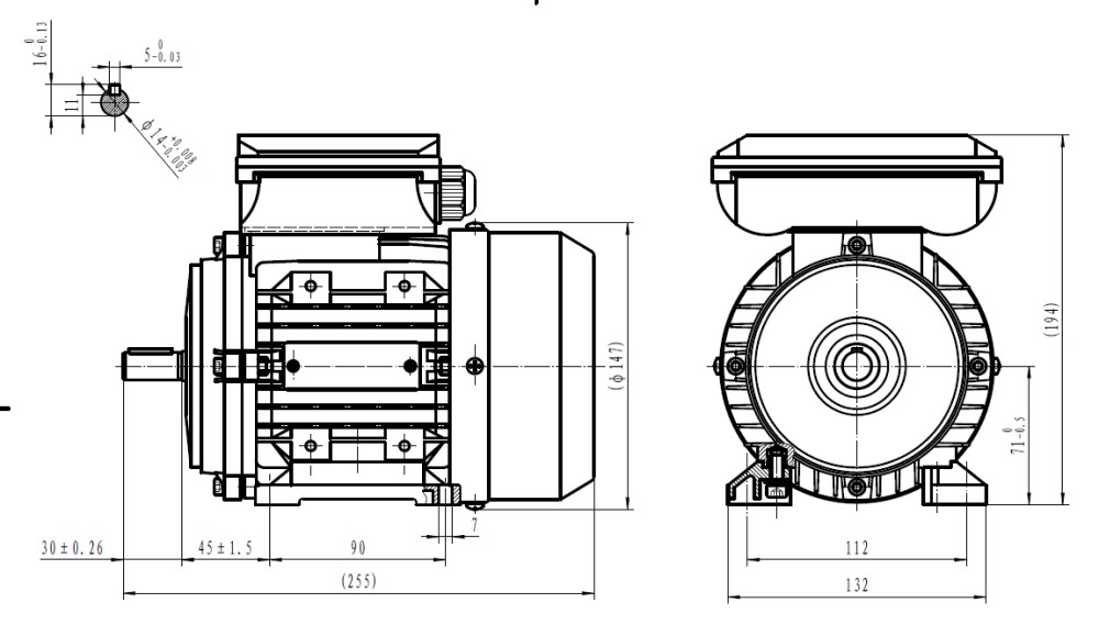 Single Phase 230v Electric Motor, 0.25Kw 4 pole 1500rpm with foot mount