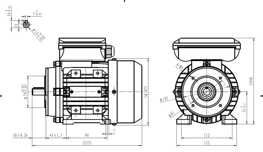 Single Phase 230v Electric Motor, 0.55Kw 2 pole 2760rpm with face and foot mount Single Phase 230v Electric Motor, 0.55Kw 2 pole 2760rpm with face and foot mount