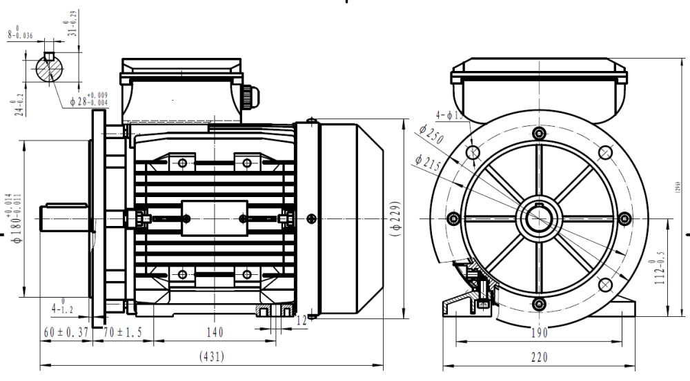 Single Phase 230v Electric Motor, 3.70Kw 4 pole 1430rpm with flange and foot mount Single Phase 230v Electric Motor, 3.70Kw 4 pole 1430rpm with flange and foot mount