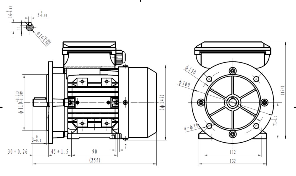 Single Phase 110v Electric Motor, 0.55Kw 2 pole 2760rpm with flange and foot mount Single Phase 110v Electric Motor, 0.55Kw 2 pole 2760rpm with flange and foot mount
